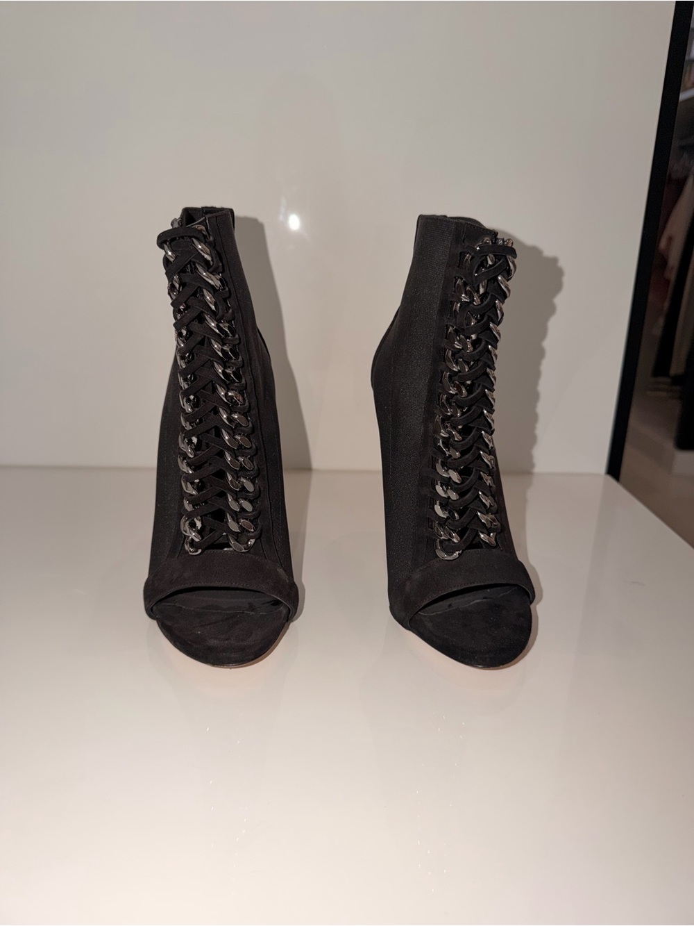 Casadei black dude and cloth blade heel Women's Booties
